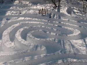 backyard snow labyrinth
