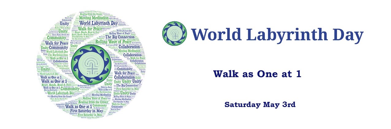 world labyrinth day logo and announcement to walk as one at 1